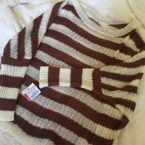 NWT Cream & Brown Rubbish Sweater